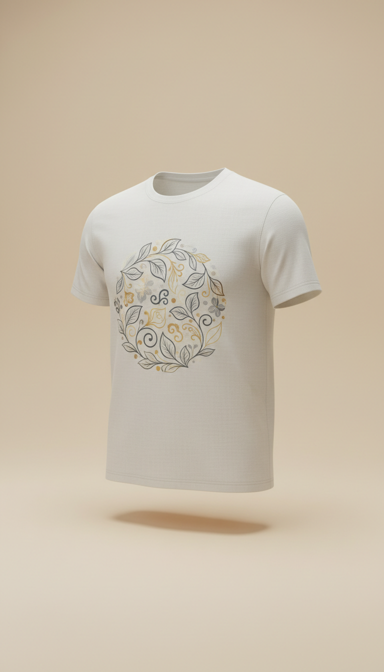 Design t-shirt art botanique linéaire
